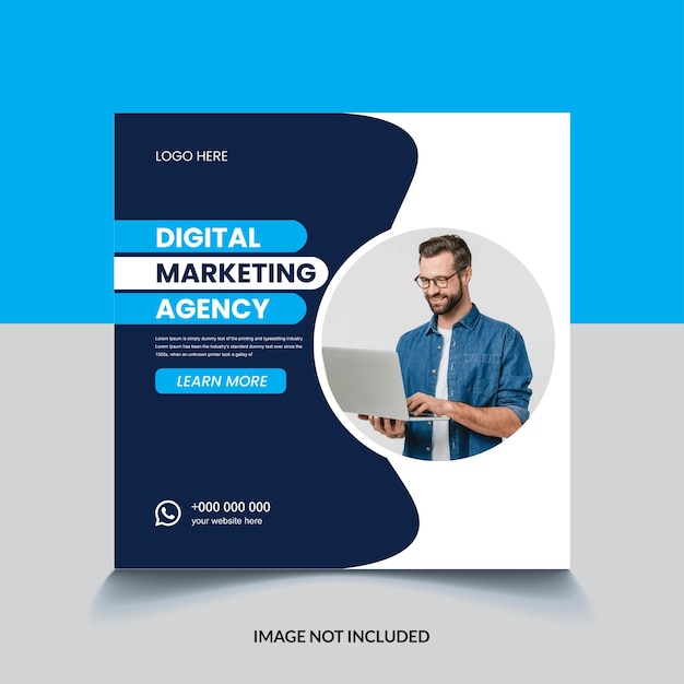 digital marketing agency and corporate social media post square banner template