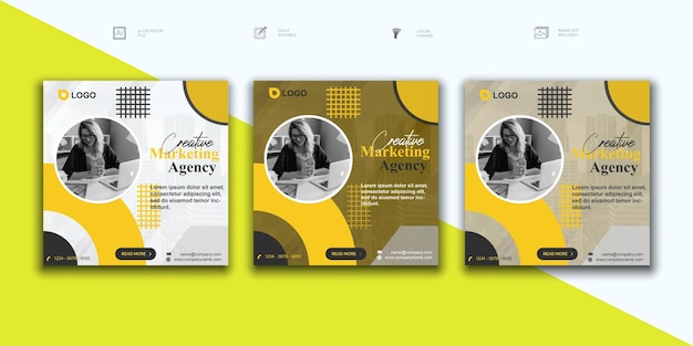 digital marketing agency and corporate social media post or square banner template