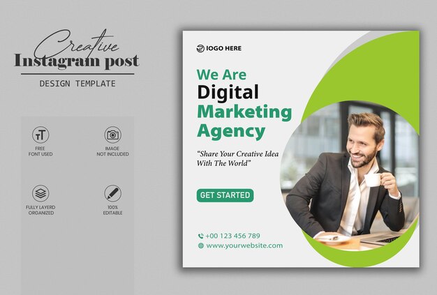Digital marketing agency and corporate social media post template Design