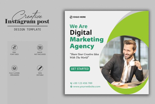 Vector digital marketing agency and corporate social media post template design