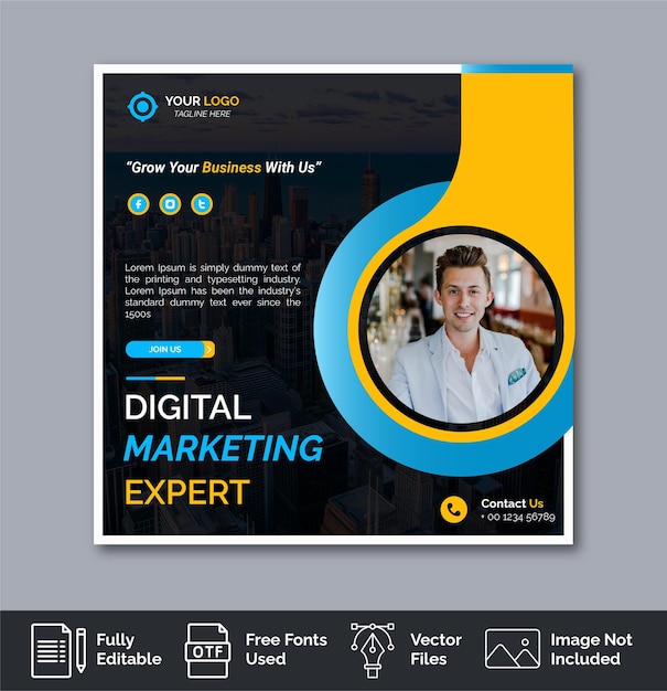 Digital marketing agency and corporate social media post template