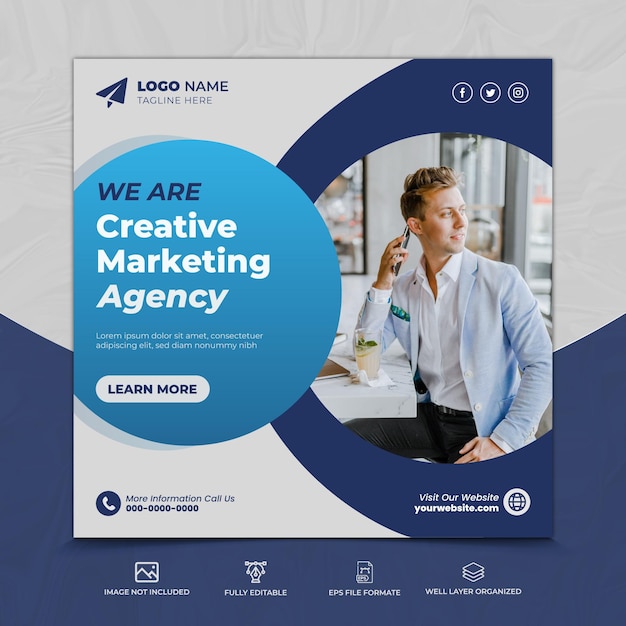 Digital marketing agency and corporate social media post template