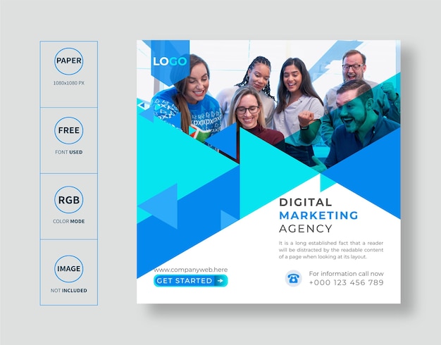 Vector digital marketing agency and corporate social media post template