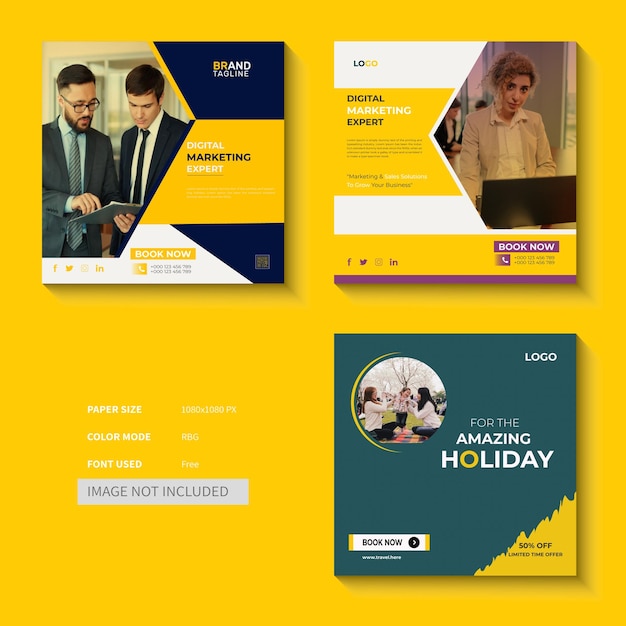 Vector digital marketing agency and corporate social media post template