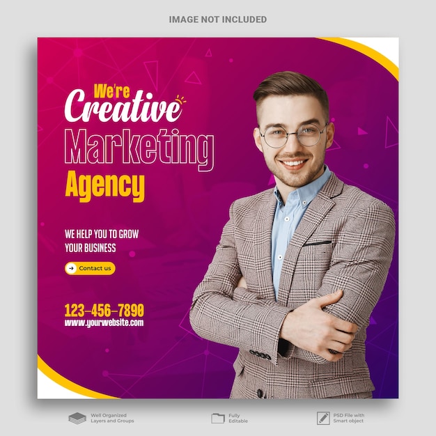 Vector digital marketing agency and corporate social media post template