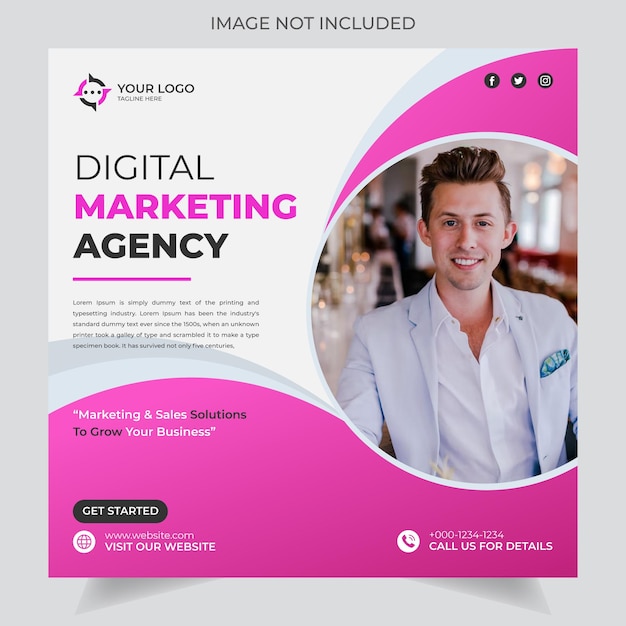 Vector digital marketing agency and corporate social media post template