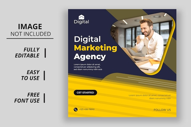 Vector digital marketing agency and corporate social media post template