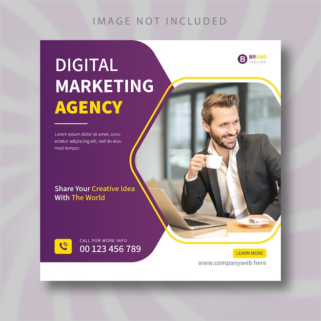 Digital marketing agency and corporate social media post vector template