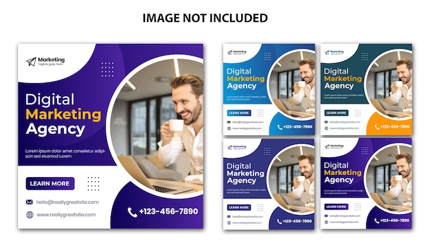 Vector digital marketing agency corporate social media post web banner design