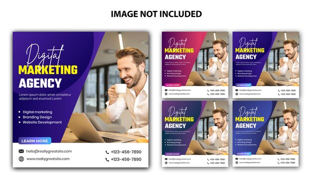 Vector digital marketing agency corporate social media post web banner design