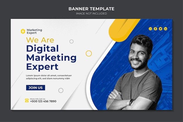 Digital marketing agency and corporate social media post and web banner template premium vector