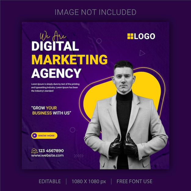 Digital marketing agency and corporate square social media post