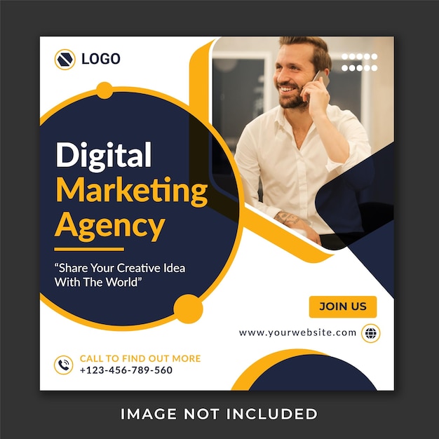 Digital marketing agency and corporate unique social media post template Vector Premium