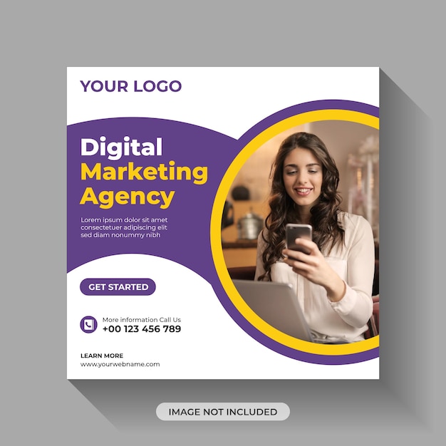 Agenzia di marketing digitale creativo social media post template design premium vector