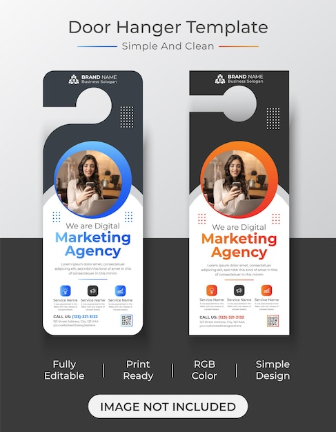 Digital marketing agency door sign and door hanger template