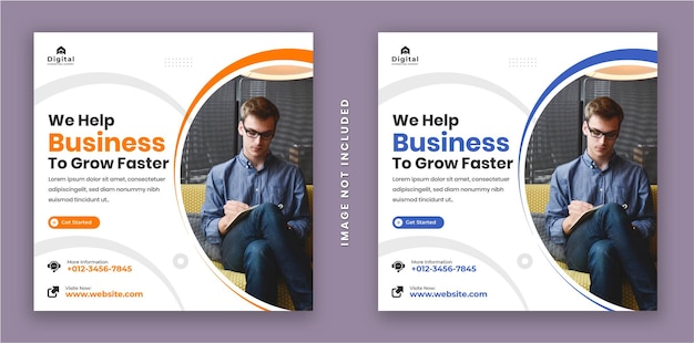 Vector digital marketing agency expert corporate business flyer square instagram social media post banner