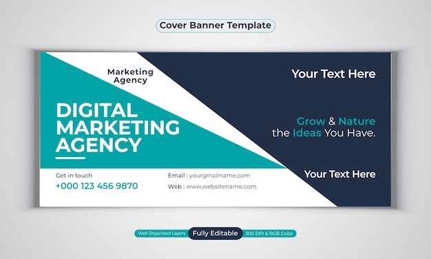 Digital marketing agency facebook cover banner design modern  vector template