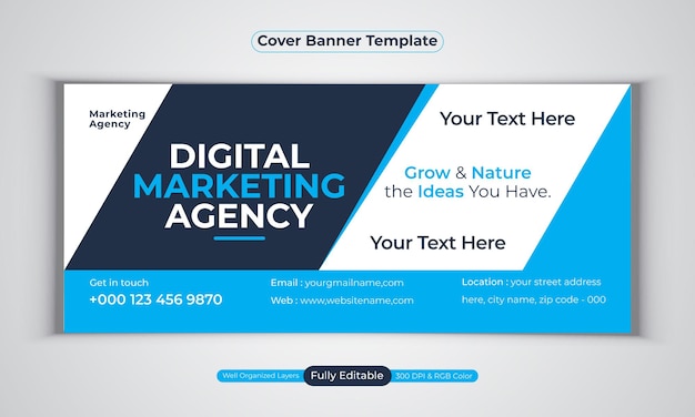 Digital marketing agency facebook cover banner design modern  vector template