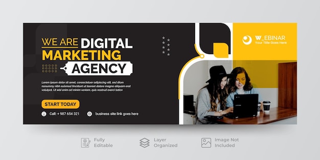 Agenzia di marketing digitale facebook cover banner social media post design template vettoriale