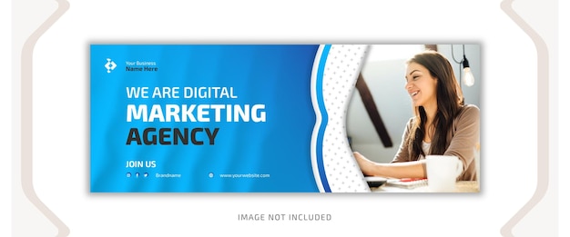 Агентство цифрового маркетинга Facebook дизайн обложки Премиум векторный баннер