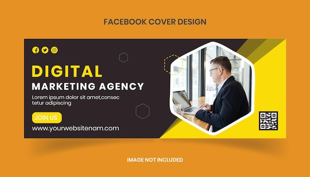 Vector digital marketing agency facebook cover page design template