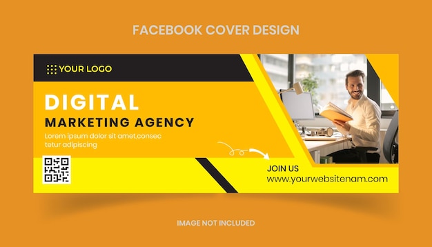 Шаблон дизайна обложки facebook агентства цифрового маркетинга