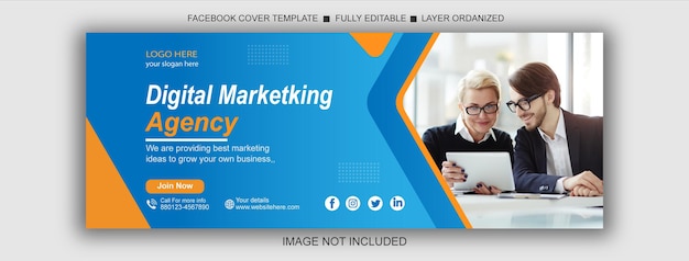 Digital marketing Agency facebook cover page Vector design template File Eps