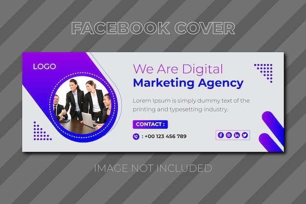 Digital marketing agency Facebook cover photo design with the creative shape or web banner for digit