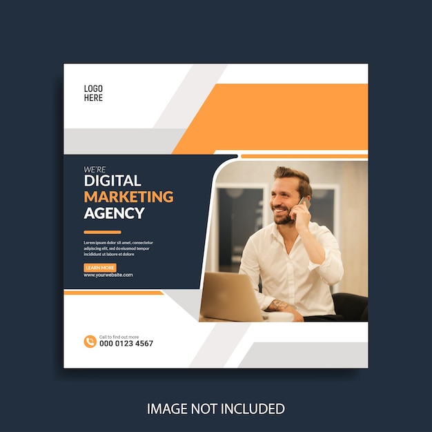 Vector digital marketing agency flyer or square social media post banner template