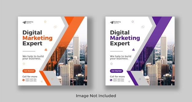 デジタルマーケティングエージェンシーのinstagramの投稿とソーシャルメディアのバナーテンプレート