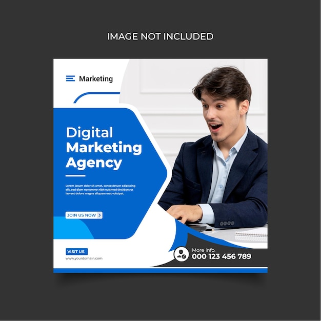 Digital marketing agency Instagram post and social media banner free vector template