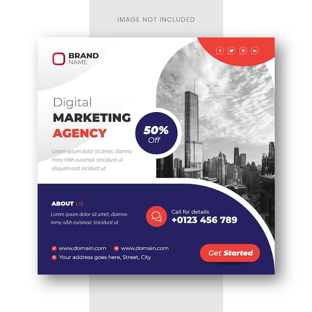 Vector digital marketing agency instagram post and social media banner template