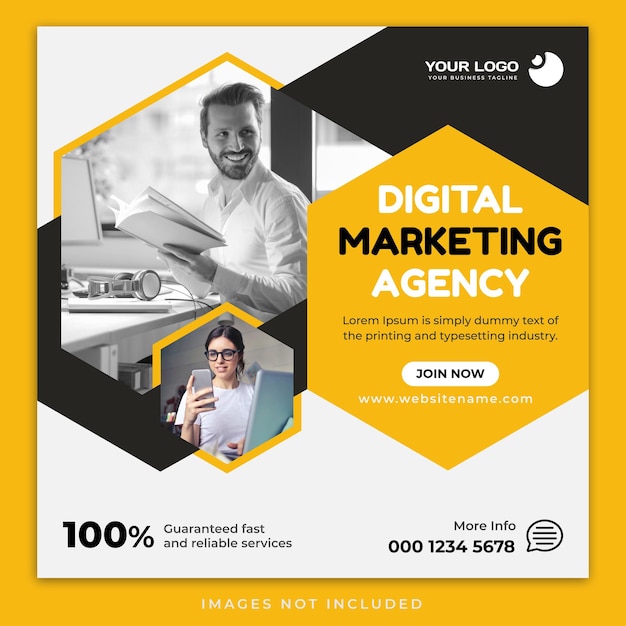 Digital marketing agency instagram post and social media banner template