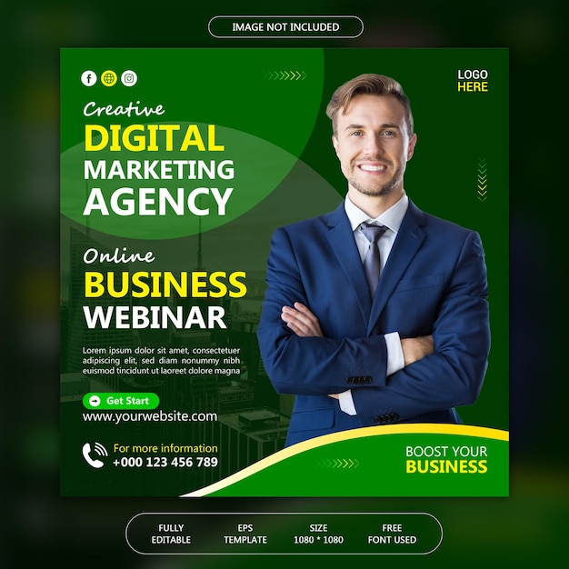 Digital marketing agency instagram post and social media banner template