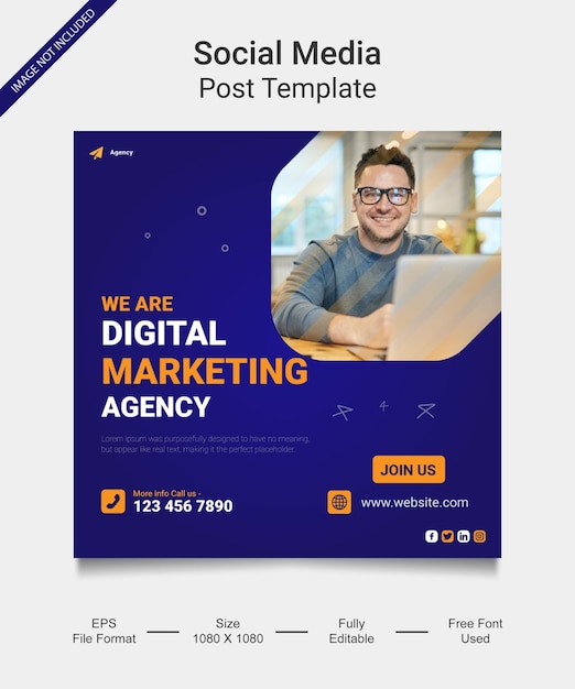 Digital marketing agency instagram post and social media post template