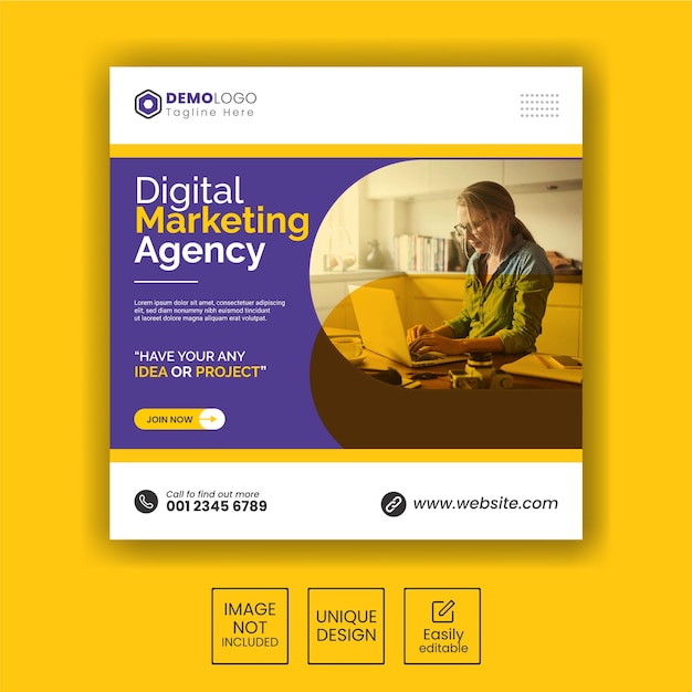 Digital marketing agency instagram post or square web banner template