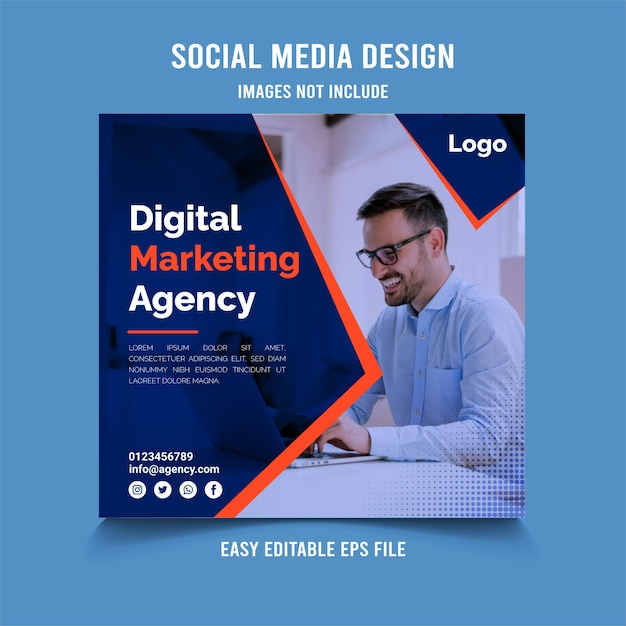 Vector digital marketing agency and instagram post template