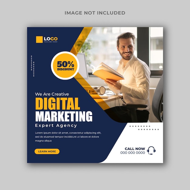 Vector digital marketing agency instagram post and web banner template