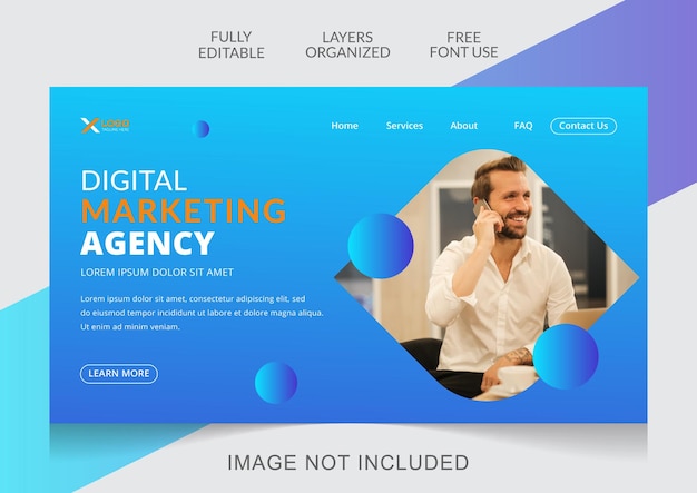 Digital marketing agency landing page design editable template