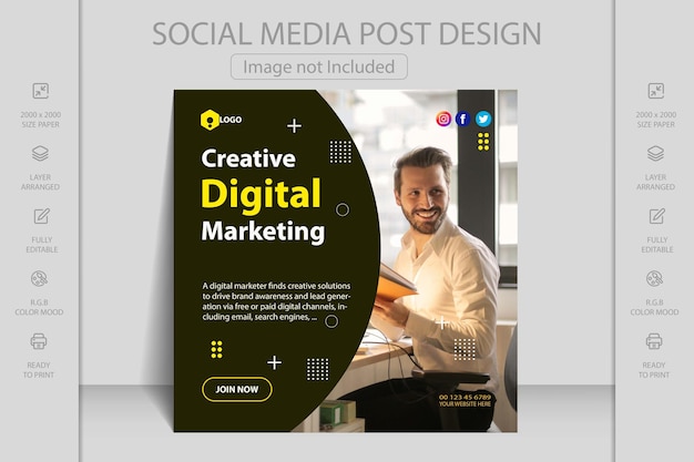 Vector digital marketing agency live webinar and corporate business instagram and social media post design
