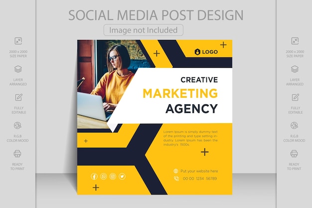 Digital marketing agency live webinar and corporate business social media post banner template