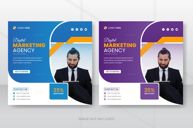 Digital marketing agency live webinar and corporate social media post template