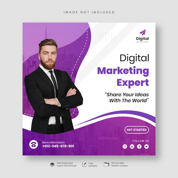 Vector digital marketing agency live webinar and corporate social media post template