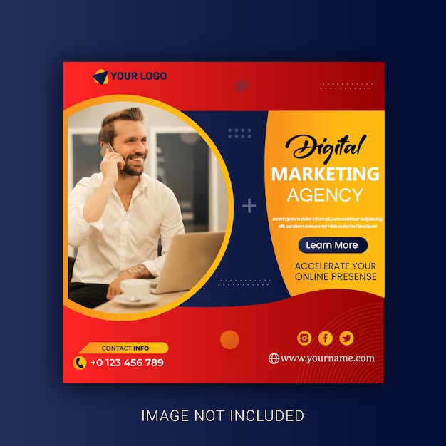 Digital marketing agency and marketing agency corporate flyer square social media post banner