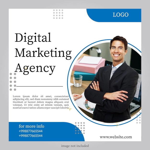 Digital marketing agency poster banner template flat design for social media