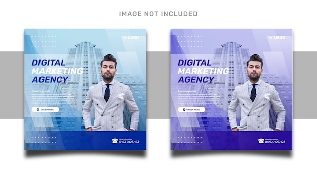 Vector digital marketing agency poster sale and social media post templat