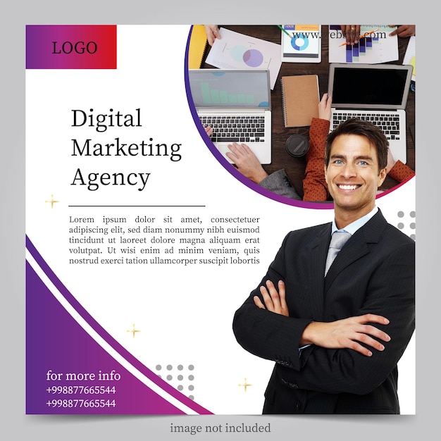 Digital marketing agency poster template flat design