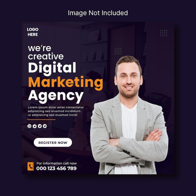 Digital Marketing Agency promotional flyer in square for social media platforms