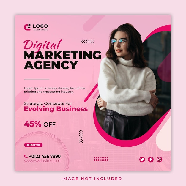 Vector digital marketing agency and promotional social media post template