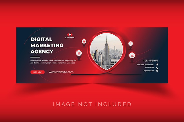 Digital marketing agency red black stylish social media timeline cover